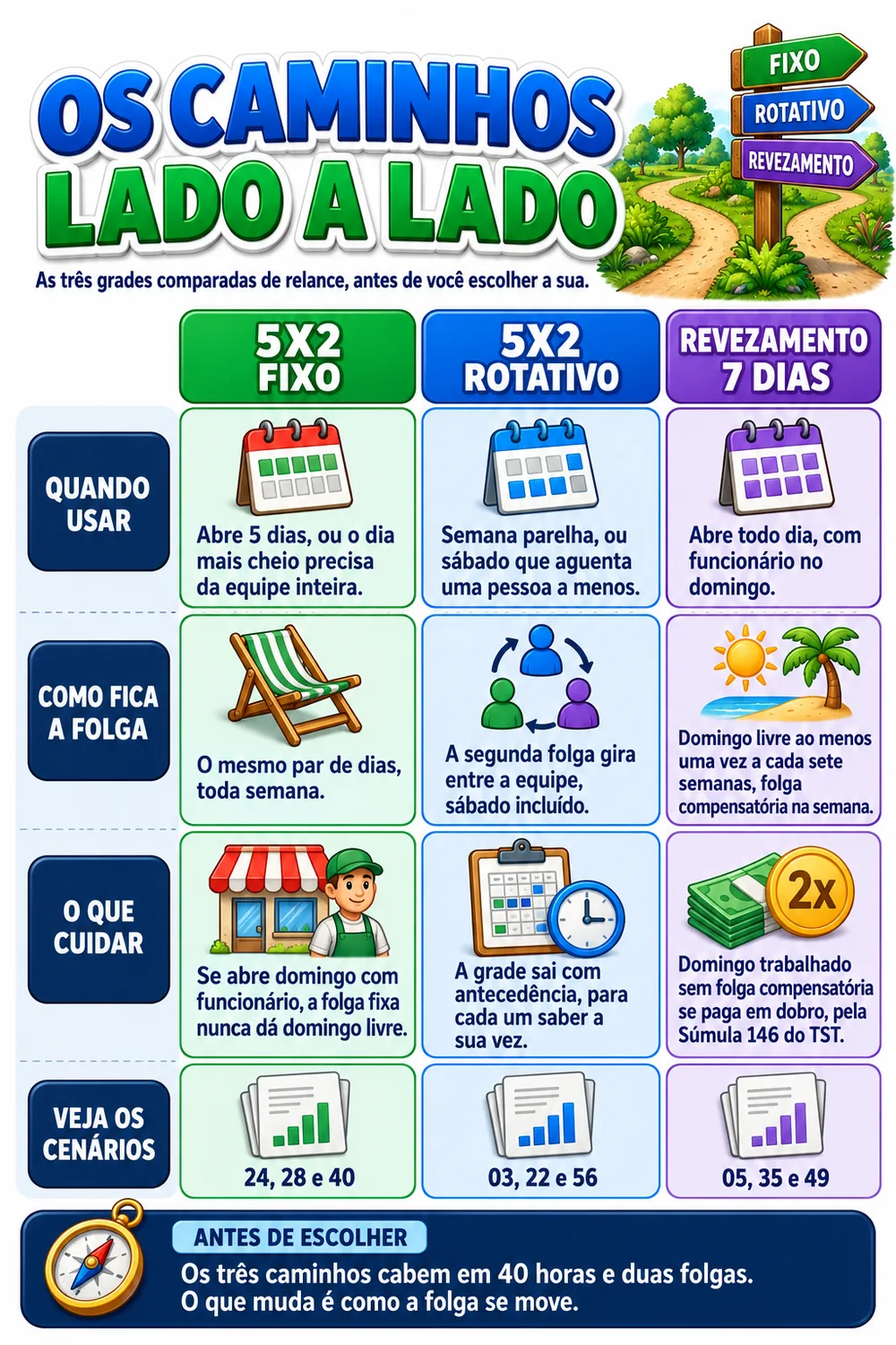 Os Caminhos Lado a Lado, as três saídas possíveis comparadas